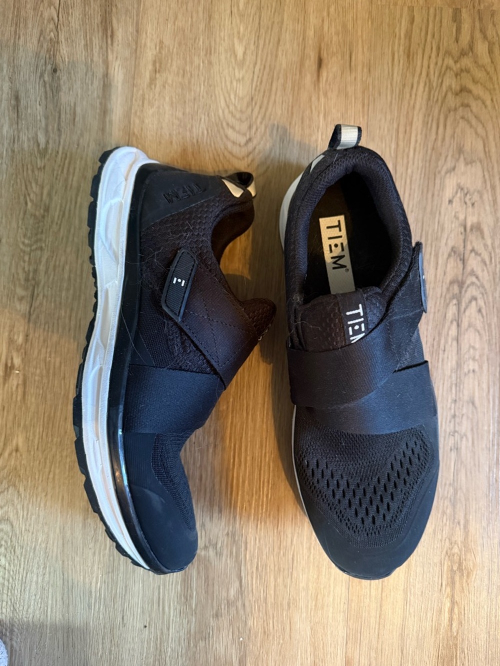 TIEM Black Women's Slip-On Athletic Sneakers with Cushioned Sole